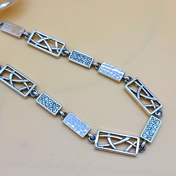 Brighton "Meridian Zenith" Textured Silver Necklace w/ Swarovski Crystal Details - Picture 9 of 10